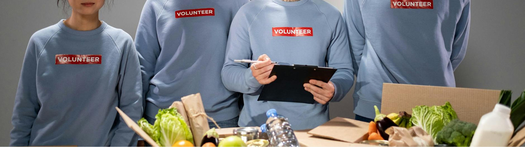 Volunteers packing food